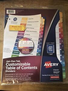 Avery Dennison Ave-11127 Ready Index Table Of Contents Reference