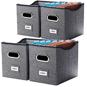 CHAROCOUT File Organizer Boxes with Sliding Rail Collapsible Linen Filing &amp; Box
