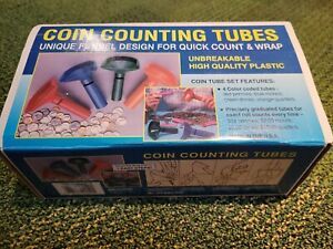 Color-Coded Coin Counting Tubes for Pennies Through Quarters (Set)