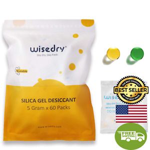 5 Gram [60 Packs] Silica Gel Desiccant Packets with Orange Beads Humidity Indica