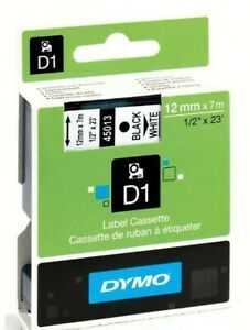 3 pack Genuine Dymo D1 12mm x 7m Black on White Label Cassette Tape [SD45013]
