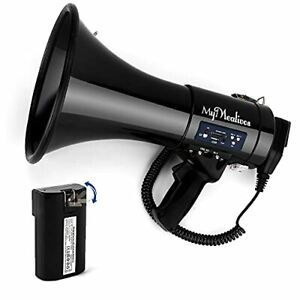 MyMealivos Megaphone with Siren Bullhorn 50 Watt - Bullhorn Speaker with Deta...