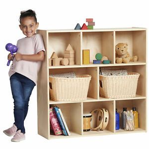 ECR4Kids Birch Streamline 8-Compartment Storage Cabinet, Kids Wood Shelf, 36&#034; H
