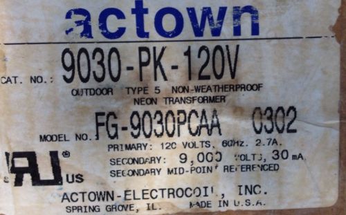 Actown 9030 Pk 120 VOLT Neon Transformer. NEW IN BOX!