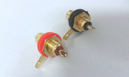 100pcs gold plated rca female jack panel mount chassis socket adapter for sale