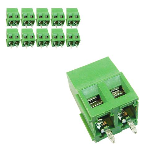 10 pcs 5mm Pitch 300V 16A 2P Poles PCB Screw Terminal Block Connector Green