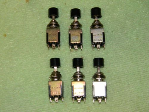 AIRCRAFT AVIONICS PUSHBUTTON SWITCH, LOT OF 6, ALCO, DPDT MOMENTARY MSP205R, , ,