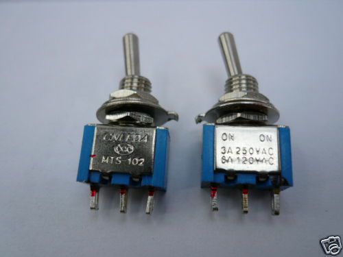Sh 5pcs toggle switch, miniature spdt on/off off/on new staa for sale