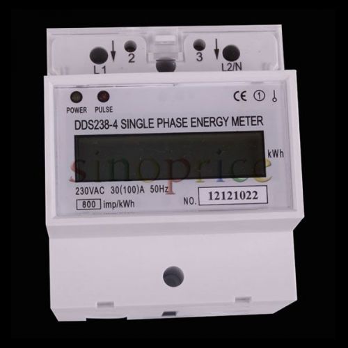 AC 230V 100A LCD DIN-rail Single Phase Kilowatt Hour kWh Electric Energy Meter