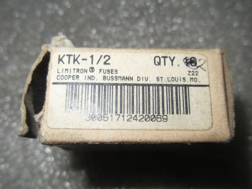 (RR14-1) 1 LOT OF 2 NIB BUSSMANN LIMITRON KTK-1/2 600VAC 1/2A FUSES