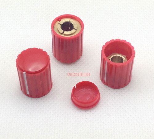 Red Round Knobs,Flush brass inserts to fit 6mm shafts RK20-16-6J.5pcs