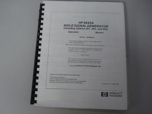 HP 8645A Agile Signal Generator Operation Manual