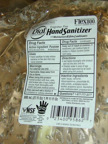 1 Package Dial Flex 800 Hand Sanitizer Antibacterial Soap Dispenser Refill 95862