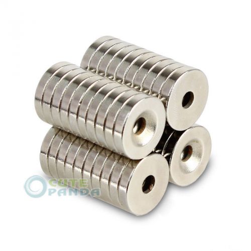 50x Super Strong Round Magnets 15mm x 3mm Hole 4mm Disc Rare Earth Neodymium N38
