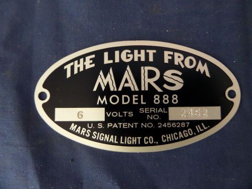 Mars 888 Light &#034;BLACK&#034; 6 Volt Replacement Badge