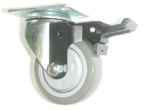 Swivel Plate Caster with 3-1/2&#034; Gray Polyurethane Wheel and Posi-Lock Brake