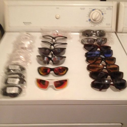 Safety glasses lot of 16 all 287 rated mix of clear &amp; sunglasses w/ replacements for sale