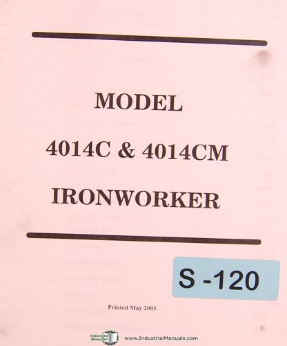 Scotchman 4014c &amp; 4014m, ironworker, operations and parts manual 2005 for sale