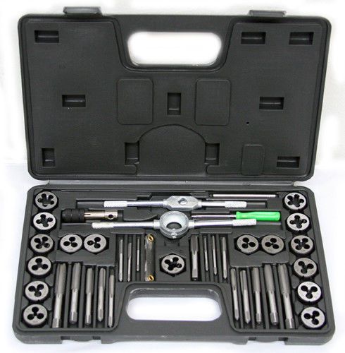 40 pc mm metric tap &amp; die  dies set bolt screw extractor/puller removal kit case for sale