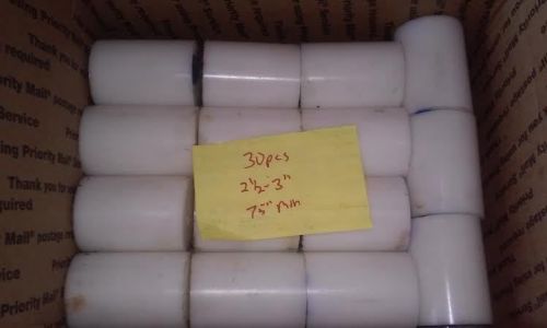 DELRIN Rod Acetal 150, Wht, 2 In Dia bar drops. Total of over 6 ft