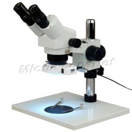 OMAX Stereo Microscope Binocular Zoom 10X-80X+Table Stand+144 LED Ring Light