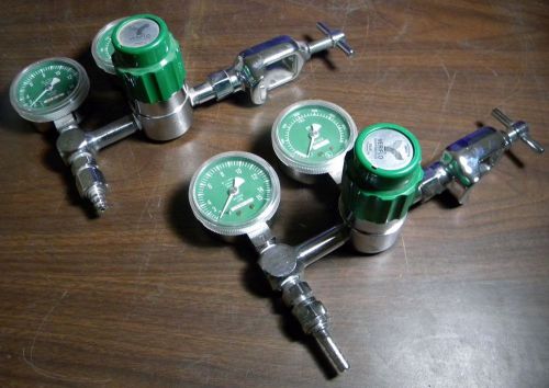 Pair of Veriflo 19600806 Oxygen Control Valve With 2 Guages &amp; Clamp