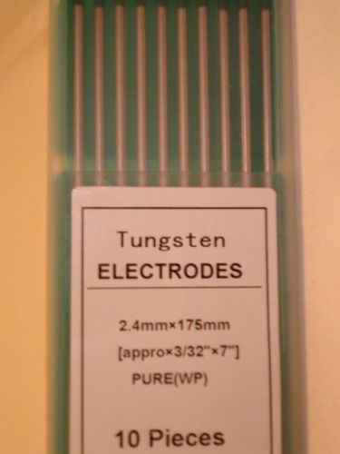 Tungsten electrode for tig welding 3/32&#034; pure (green) pkg/10 - new p24-7 for sale
