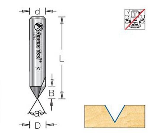 Amana Solid Carbide &#039;V&#039; Groove Router Bit for Carving / Engraving