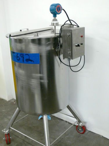 350 liter stainless steel holding tank - portable tank w/ lid &amp; level indicator for sale
