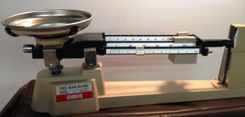 Ohaus triple beam scale weigh measure gold 2610 gram silver 5 lb 2 oz case nr! for sale