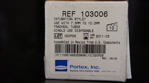 Portex 103006 intubation stylet 7.5-10mm ~ box of 10 for sale