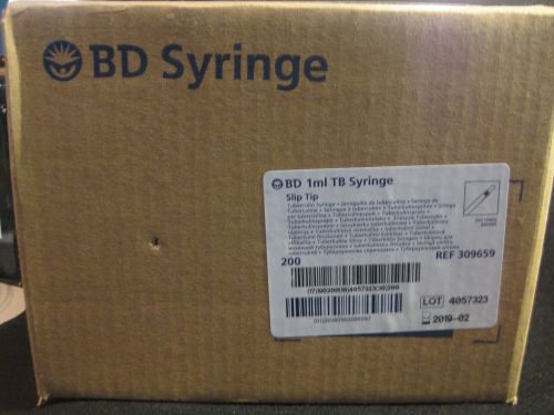 NEW BD 1ml TB Slip Tip Syringes REF 309659 SEALED BOX 200 EXP DATE 02/2019 FRESH