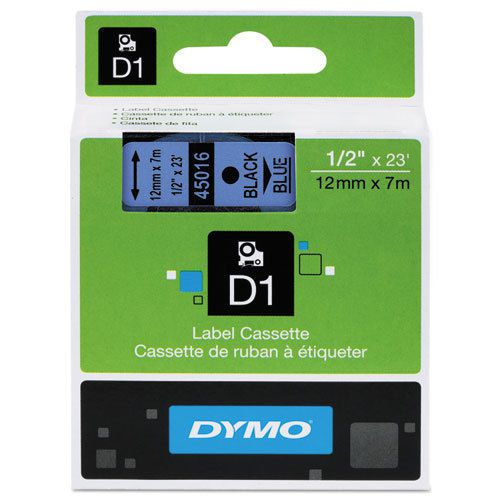 DYMO D1 Standard Tape Cartridge for Dymo LabelMaker 1/2&#034;x 23ft Blk on Blue 5 EA