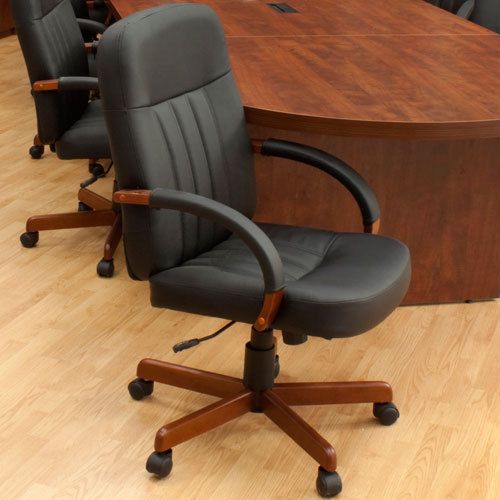 CONFERENCE CHAIR Leather Wood Office Room Boardroom NEW