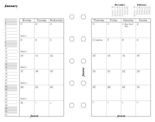 Filofax Calendar Refills Month on Two Pages 2013 Pocket Size - FF-6821013
