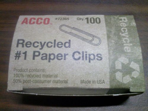 Recycled Paper clips Qty 100 in a box     HELP SAVE EARTH