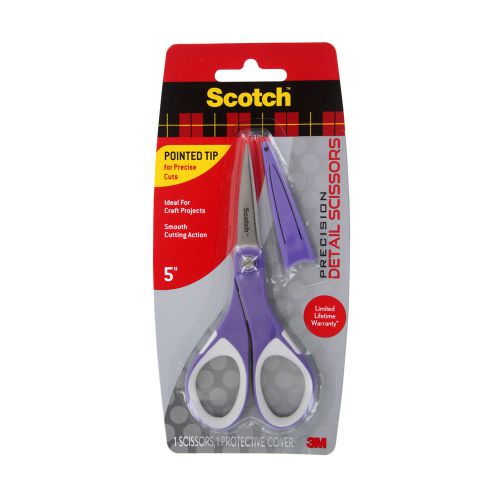 3M Scotch Precision 5&#034; Craft Scissors, Protective Cover (Colors May Vary)