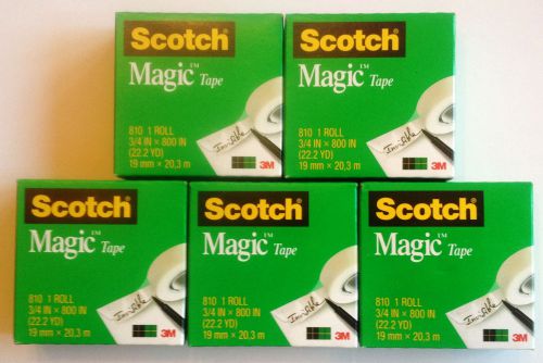 3M SCOTCH® MAGIC TAPE - 5 Rolls -  3/4&#034; X 800&#034;  with 1&#034; core