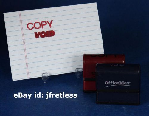 Office max copy &amp; void red pre-inked self-inking rubber stamp free ship lot of 2 for sale