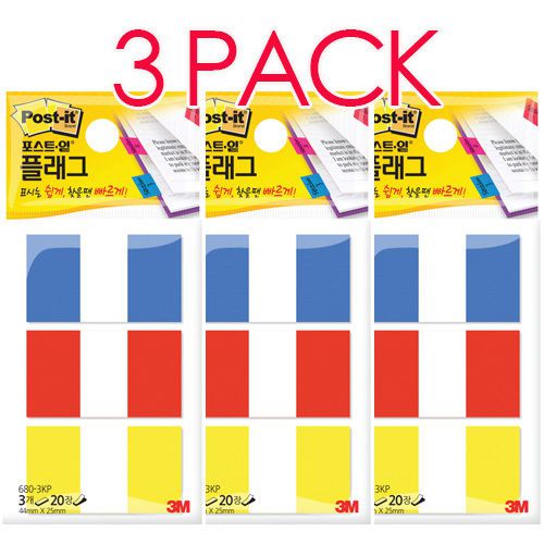 3qty x 3M Post-it Flag 680-3KP Bookmark Point Sticky Note Index Tabs Post It