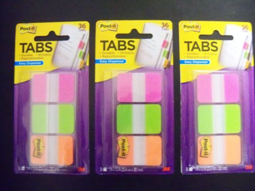3m post-it durable filing tab, 1 x 1.5 in, 108 tabs total!!  (3 packs of 36) for sale