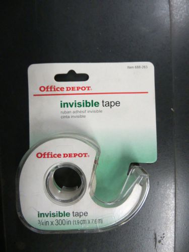 Invisible Transparent Clear Tape Dispenser Roll 3/4&#034; x 300&#034; Inch Office Depot