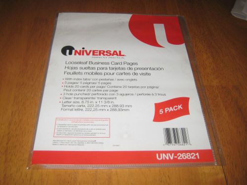 Universal Business Card 3-Ring Binder Page 20 2 x 3 1/2 Cards/Page, 5 Pages/Pack
