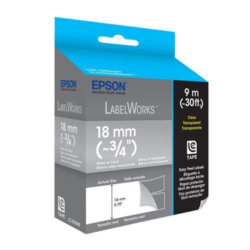 Epson LabelWorks LC-5TWN9 Clear LC Tape Cartridge, 3/4&#034; White on Clear