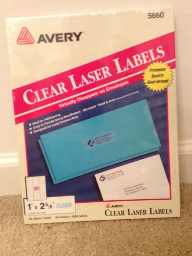 Avery - Clear Laser Labels - 1&#034; X 2 5/6&#034; - 30/sheet - 5660 - 1500 Total Labels