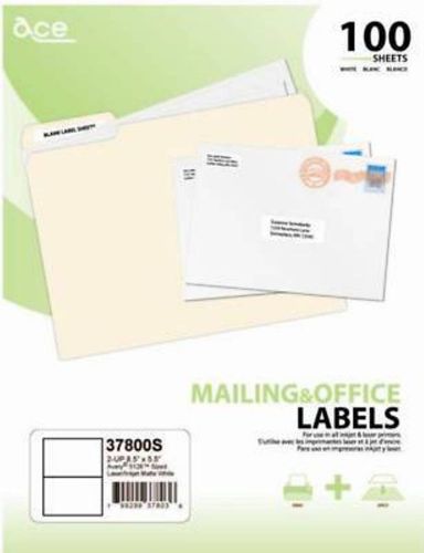 4000 Half Sheet Shipping Labels 8.5&#034; x 5.5&#034; Ace Brand 37800  Ave5126 Comp.