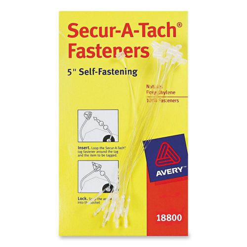 Avery  Secur-A-Tach  Fasteners, Nylon, Clear, 5 inches, Pack of 1000 (18800) New