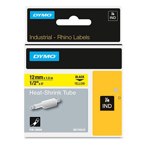 Rhino Heat Shrink Tubes Industrial Label Tape Cassette, 1/2&#034; x 5 ft, White