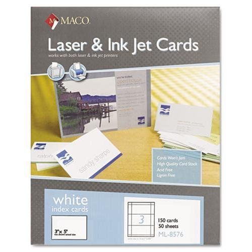 CHARTPAK/PICKETT ML8576 Unruled Index Cards, 3 X 5, White, 150/box