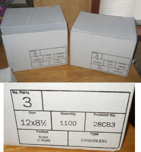 2 boxes* blank continous computer paper,28cb3, 3 part, carbonless,12x8 1/2 1100 for sale